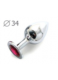 Коническая серебристая анальная втулка с малиновым кристаллом - 8,2 см. - Anal Jewelry Plug - купить с доставкой в Майкопе