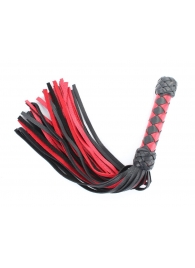 Черно-красная клеть с плетеной ручкой с ромбовидным узором - 45 см. - БДСМ Арсенал - купить с доставкой в Майкопе