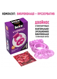 Розовое эрекционное виброкольцо Luxe VIBRO  Бархатный молот  + презерватив - Luxe - в Майкопе купить с доставкой
