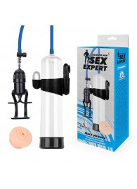 Прозрачная вакуумная вибропомпа Sex Expert с насадкой-вагиной - Sex Expert - в Майкопе купить с доставкой