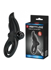 Черное силиконовое эрекционное кольцо с вибрацией и подхватом мошонки - Baile - в Майкопе купить с доставкой