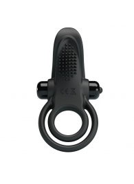 Черное силиконовое эрекционное кольцо с вибрацией и подхватом мошонки - Baile - в Майкопе купить с доставкой