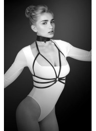 Черная упряжь на грудь Julia - Bijoux Pour Toi - купить с доставкой в Майкопе