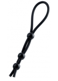 Черное лассо на пенис с тремя бусинами - A-toys - в Майкопе купить с доставкой