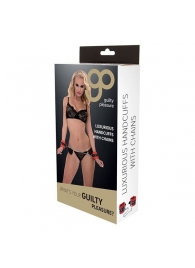 Красно-чёрные наручники на металлической цепочке - Blush Novelties - купить с доставкой в Майкопе