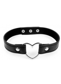 Черный ошейник с сердечком - Notabu - купить с доставкой в Майкопе