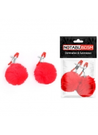 Зажимы для сосков с красным пушком - Notabu - купить с доставкой в Майкопе