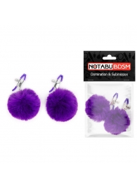 Зажимы для сосков с фиолетовым пушком - Notabu - купить с доставкой в Майкопе