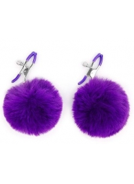 Зажимы для сосков с фиолетовым пушком - Notabu - купить с доставкой в Майкопе