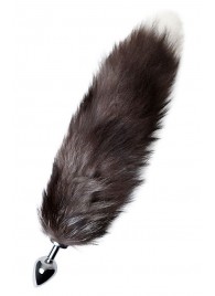 Серебристая металлическая анальная втулка с хвостом чернобурой лисы - размер S - ToyFa - купить с доставкой в Майкопе