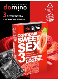 Презервативы для орального секса DOMINO Sweet Sex с ароматом клубничного коктейля  - 3 шт. - Domino - купить с доставкой в Майкопе