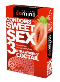 Презервативы для орального секса DOMINO Sweet Sex с ароматом клубничного коктейля  - 3 шт. - Domino - купить с доставкой в Майкопе