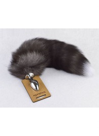 Серебристая анальная пробка с пушистым хвостиком - Sitabella - купить с доставкой в Майкопе