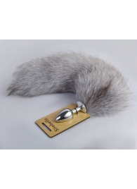 Серебристая анальная пробка с натуральным хвостиком - Sitabella - купить с доставкой в Майкопе