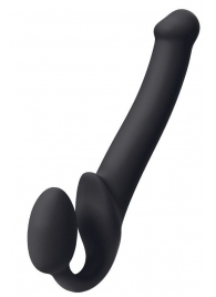 Черный безремневой страпон Silicone Bendable Strap-On M - Strap-on-me - купить с доставкой в Майкопе