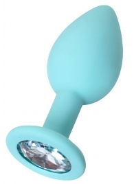 Мятная анальная пробка с прозрачным кристаллом Brilliant - 7 см. - ToyFa - купить с доставкой в Майкопе