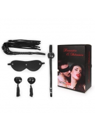 Эротический набор в черном цвете: маска, кляп, пэстисы, плётка - Notabu - купить с доставкой в Майкопе