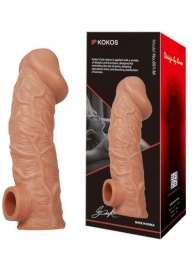 Телесная насадка на фаллос с отверстием для мошонки EXTREME SLEEVE - 17,6 см. - KOKOS - в Майкопе купить с доставкой