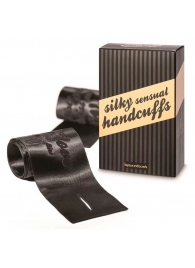 Черные ленты для связывания SILKY SENSUAL HANDCUFFS - Bijoux Indiscrets - купить с доставкой в Майкопе