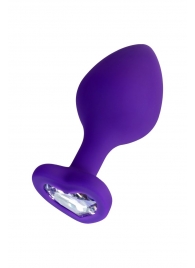 Фиолетовая анальная втулка Diamond Heart с прозрачным кристаллом - 8 см. - ToyFa - купить с доставкой в Майкопе