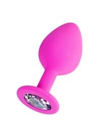 Розовая анальная втулка Brilliant с прозрачным кристаллом - 8 см. - ToyFa - купить с доставкой в Майкопе