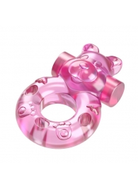 Розовое эрекционное виброкольцо на пенис Pink Bear - Baile - в Майкопе купить с доставкой