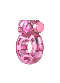Розовое эрекционное кольцо с вибрацией Pink Bear - Baile - в Майкопе купить с доставкой