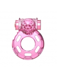 Розовое эрекционное кольцо с вибрацией Pink Bear - Baile - в Майкопе купить с доставкой
