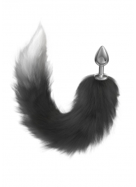 Серебристая анальная пробка с черным хвостом Galaxy - Lola Games - купить с доставкой в Майкопе