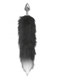 Серебристая анальная пробка с черным хвостом Starlit - Lola Games - купить с доставкой в Майкопе