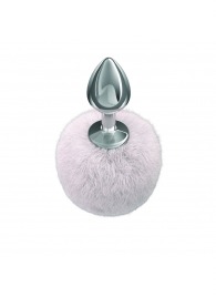 Серебристая анальная пробка с белым пушистым хвостиком Twinkle - Lola Games - купить с доставкой в Майкопе