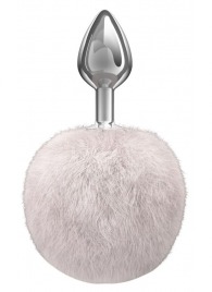 Серебристая анальная пробка с белым пушистым хвостиком Twinkle - Lola Games - купить с доставкой в Майкопе