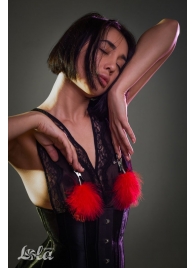 Зажимы на соски с красным пухом Euphoric - Lola Games - купить с доставкой в Майкопе