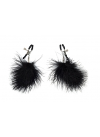 Зажимы на соски с черным пухом Euphoric - Lola Games - купить с доставкой в Майкопе