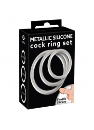 Набор из 3 эрекционных колец под металл Metallic Silicone Cock Ring Set - Orion - в Майкопе купить с доставкой