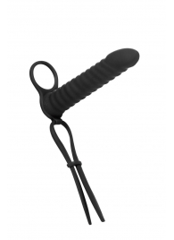 Черная вибронасадка для двойного проникновения Rori - 17 см. - Lola Games - купить с доставкой в Майкопе