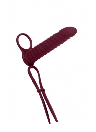 Бордовая вибронасадка для двойного проникновения Rori - 17 см. - Lola Games - купить с доставкой в Майкопе