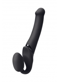 Черный безремневой вибрострапон Silicone Bendable Strap-On M - Strap-on-me - купить с доставкой в Майкопе