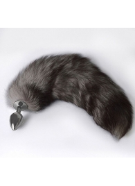 Серебристая коническая анальная пробка с пушистым хвостиком - Sitabella - купить с доставкой в Майкопе