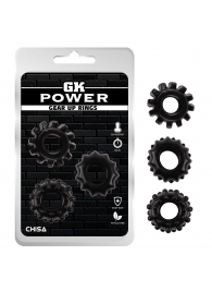 Набор из 3 черных эрекционных колец Gear Up Rings - Chisa - в Майкопе купить с доставкой