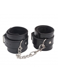 Черные оковы на ноги Obey Me Leather Ankle Cuffs - Chisa - купить с доставкой в Майкопе