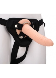 Телесный страпон на черных трусиках STRAP ON REAL DILDO - 20 см. - Dream Toys - купить с доставкой в Майкопе