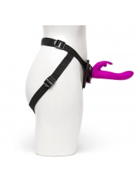 Лиловый страпон Rechargeable Vibrating Strap-On Harness Set - 17,6 см. - Happy Rabbit - купить с доставкой в Майкопе