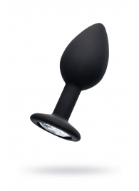 Черная анальная втулка с прозрачным стразом - 7,2 см. - POPO Pleasure - купить с доставкой в Майкопе