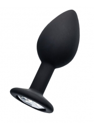 Черная анальная втулка с прозрачным стразом - 7,2 см. - POPO Pleasure - купить с доставкой в Майкопе