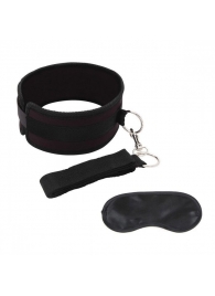 Черный ошейник с длинным поводком Collar and Leash Set - Lux Fetish - купить с доставкой в Майкопе
