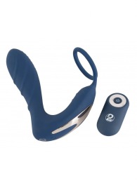 Синий вибростимулятор простаты с кольцом - 14,5 см. - Orion - в Майкопе купить с доставкой