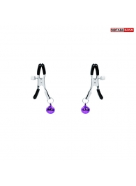 Оригинальные зажимы на соски с фиолетовыми шариками - Notabu - купить с доставкой в Майкопе