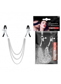 Оригинальные зажимы на соски с тройной цепочкой - Notabu - купить с доставкой в Майкопе