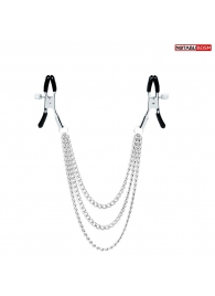 Оригинальные зажимы на соски с тройной цепочкой - Notabu - купить с доставкой в Майкопе